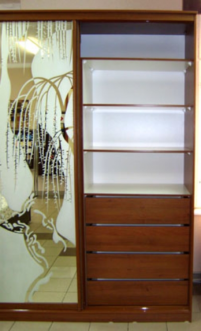 Шкаф-купе пескоструйным рисунком.